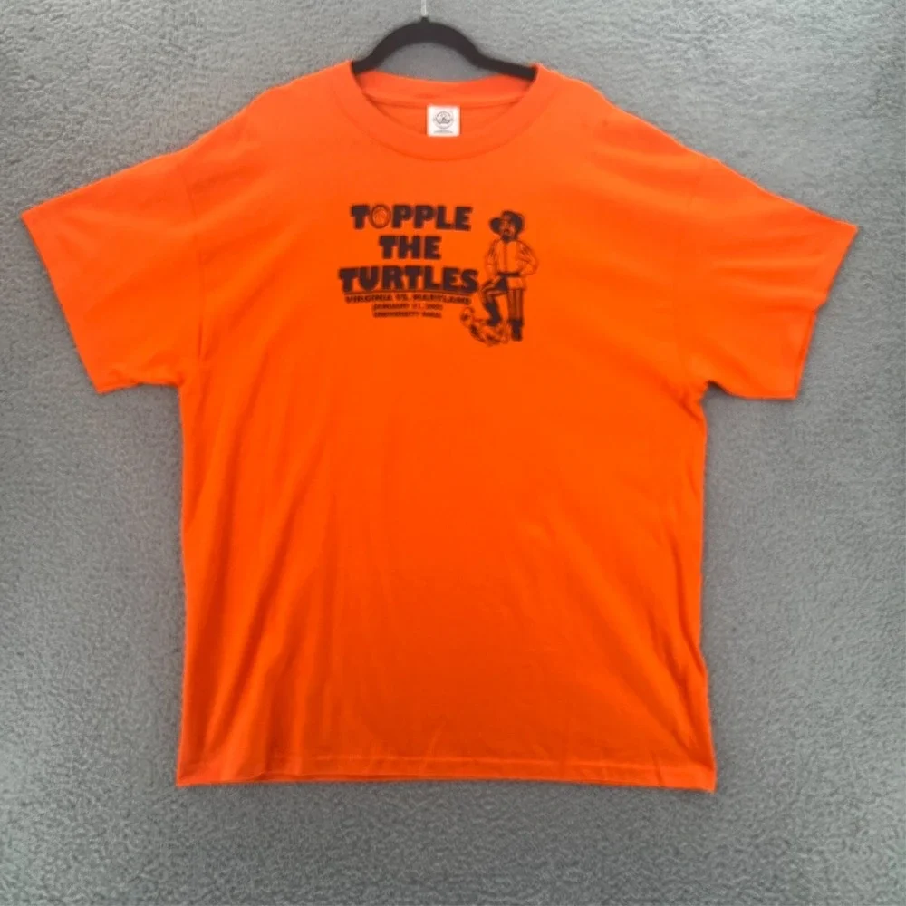Vintage Y2k TOPPLE THE TURTLES‎ VA vs MD T Shirt Men's XL Orange Delta READ